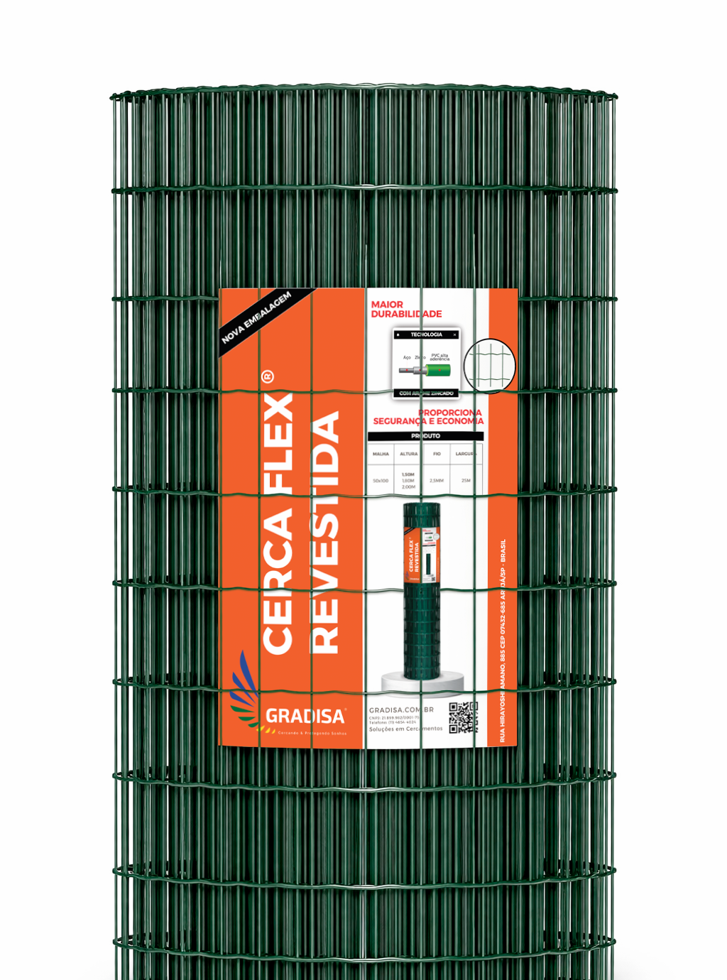 CercaFlex — Tela Soldada 2,00 m Verde — Rolo 25 m