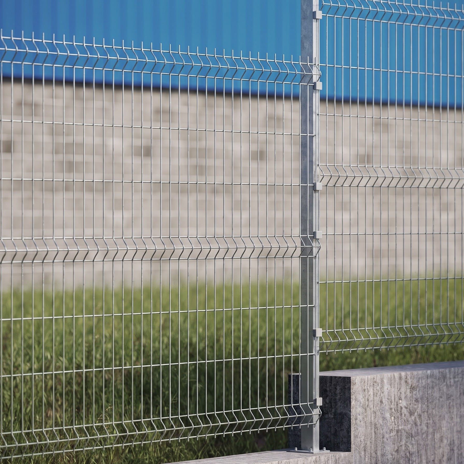 Detalhe da malha 50×200 mm e dobra de reforço — Gradil Light galvanizado