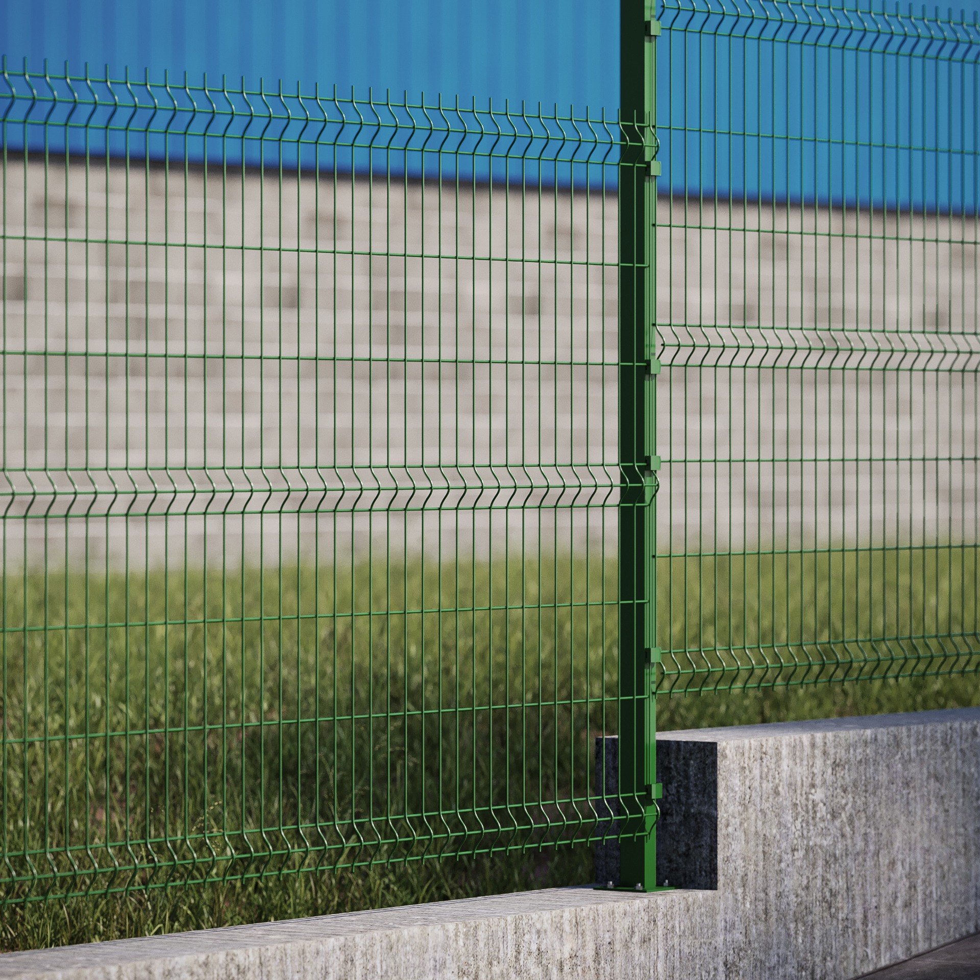 Detalhe da malha 50×200 mm e dobra de reforço — Gradil Light verde