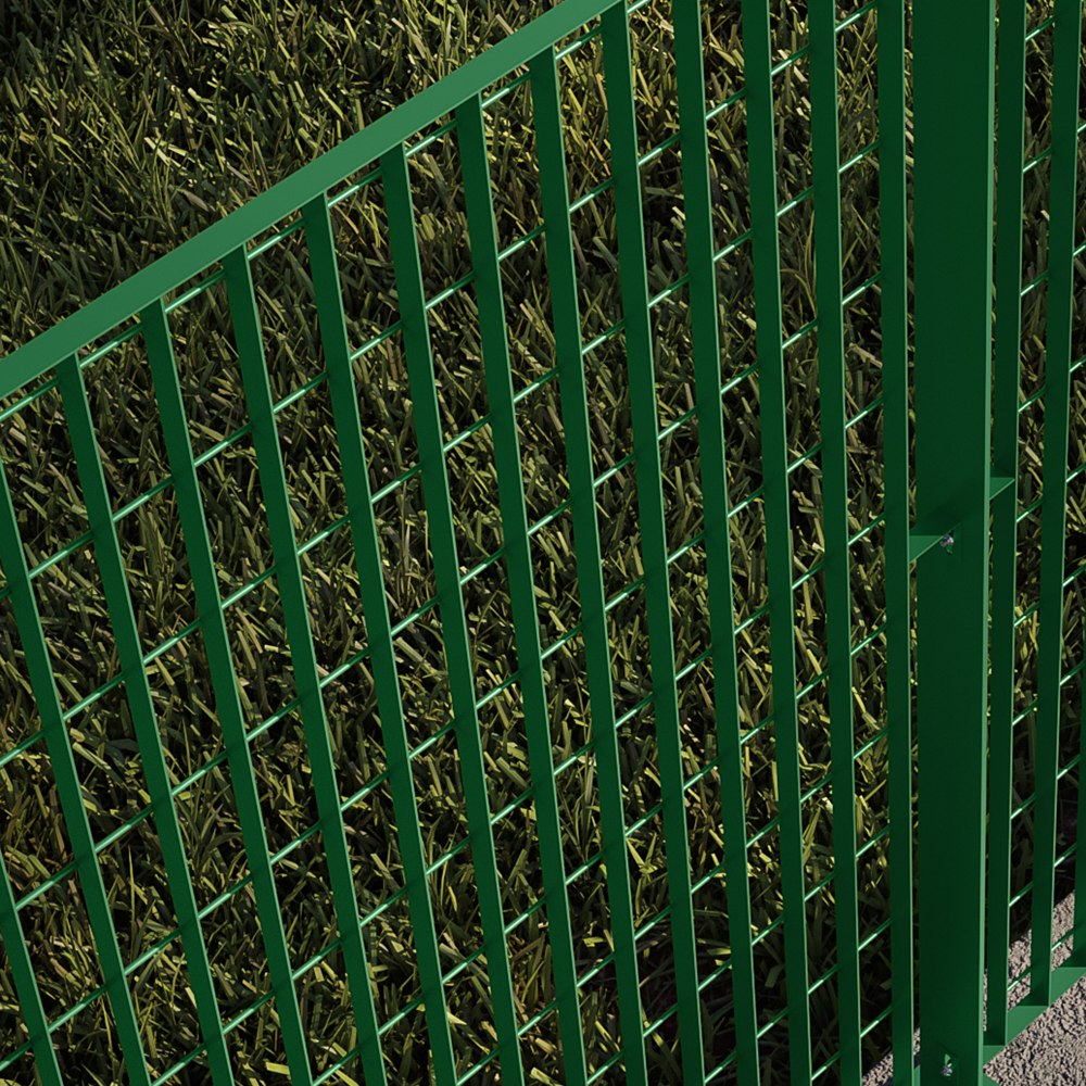 Detalhe da malha 65×132 mm com barra chata 25×1,5 mm — Gradil Power verde